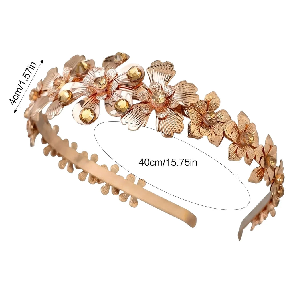 Bridal Floral Metal Leaf Headband | Elegant Wedding Hair Piece