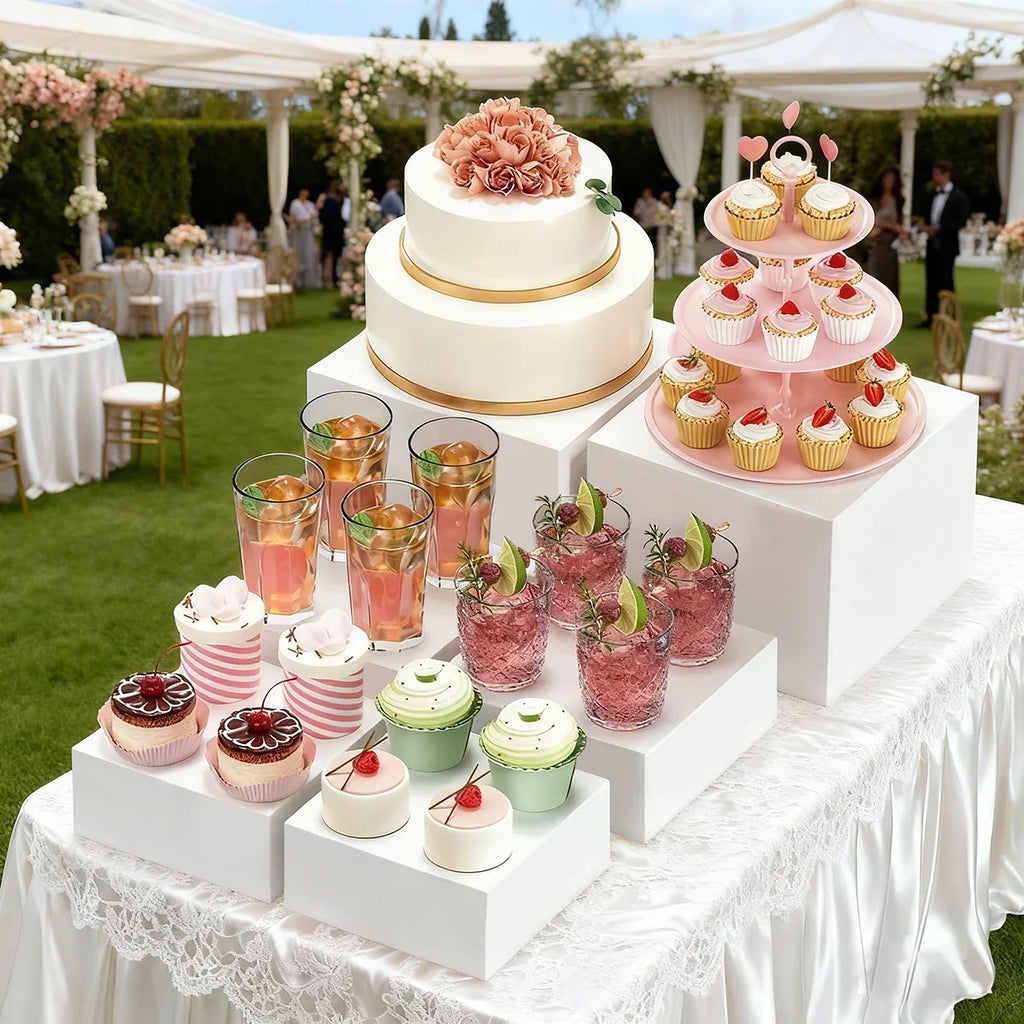 Acrylic White Transparent Cake Dessert Display Stand Stackable Box