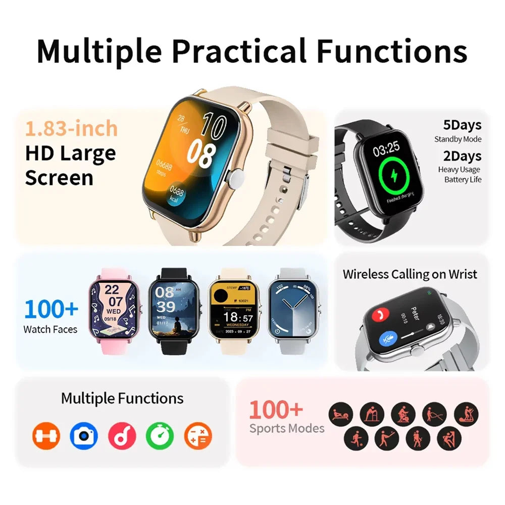 HW12 Smart Watch 1.83" Bluetooth Call Fitness Tracker | Android iOS