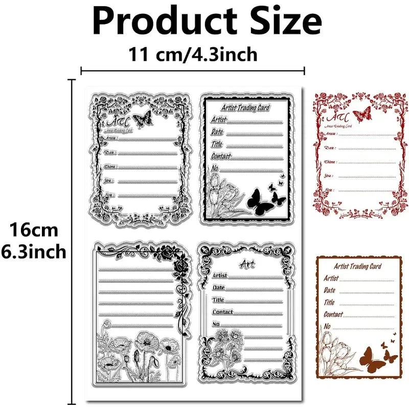ATC Frames Clear Stamp – Vintage Butterfly & Flowers Journaling