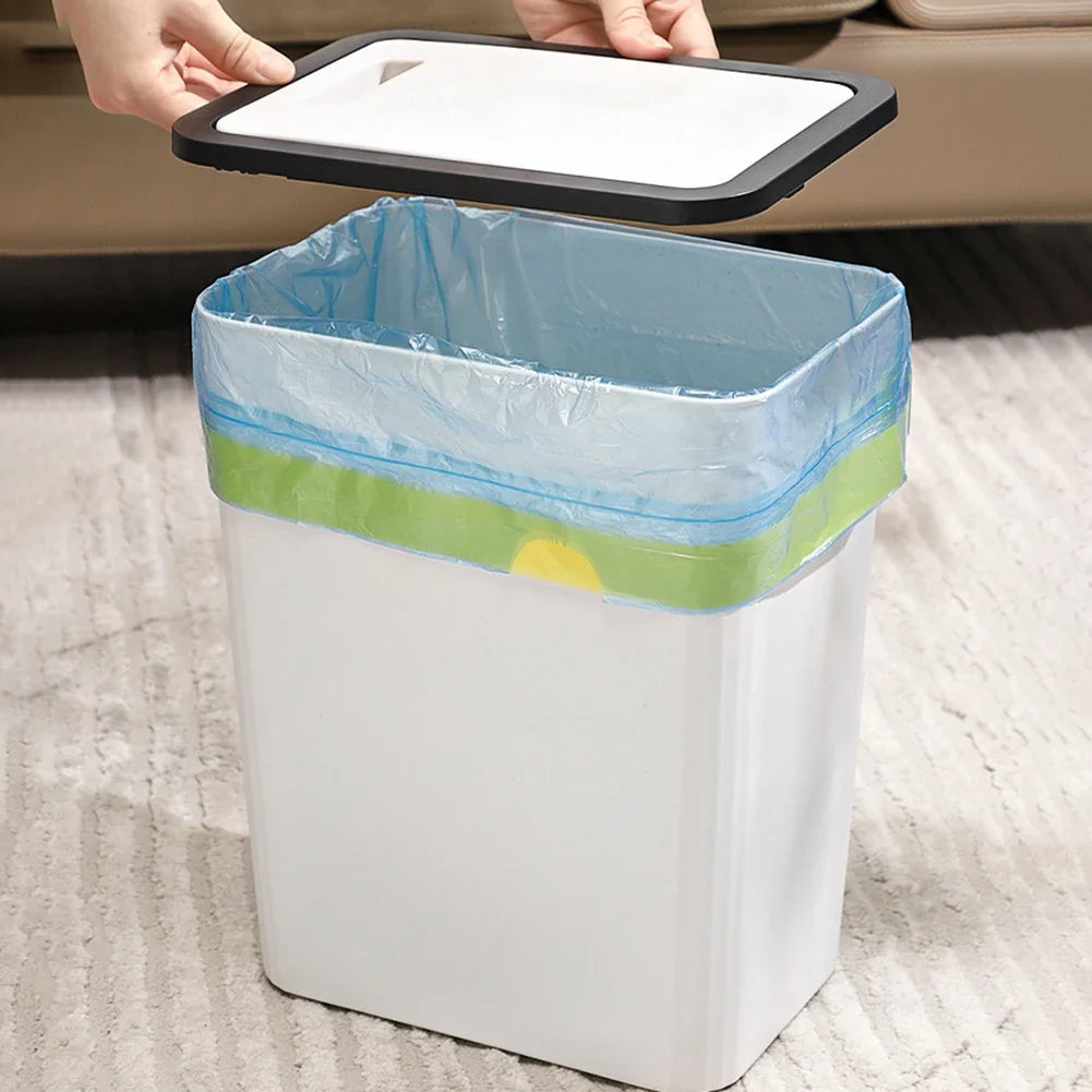 Stylish Household Trash Can Press Lid Bathroom Kitchen Living Room