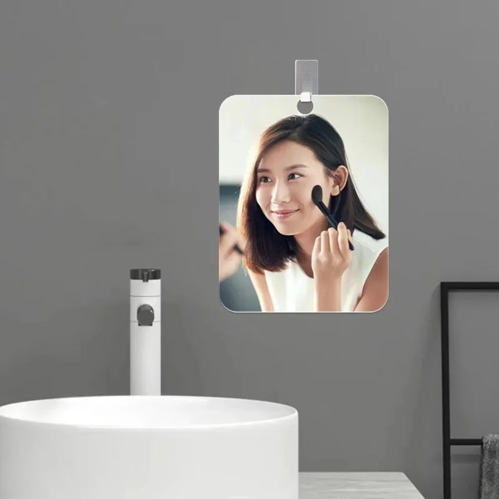Bathroom Anti Fog Mirror Fogless Acrylic Shower Wall Hook Portable