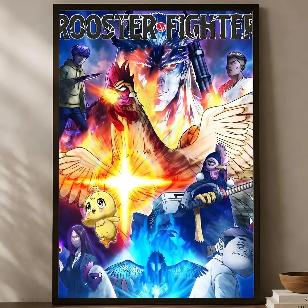 Anime Rooster Fighter HD PVC Self-Stick Wall Art Poster