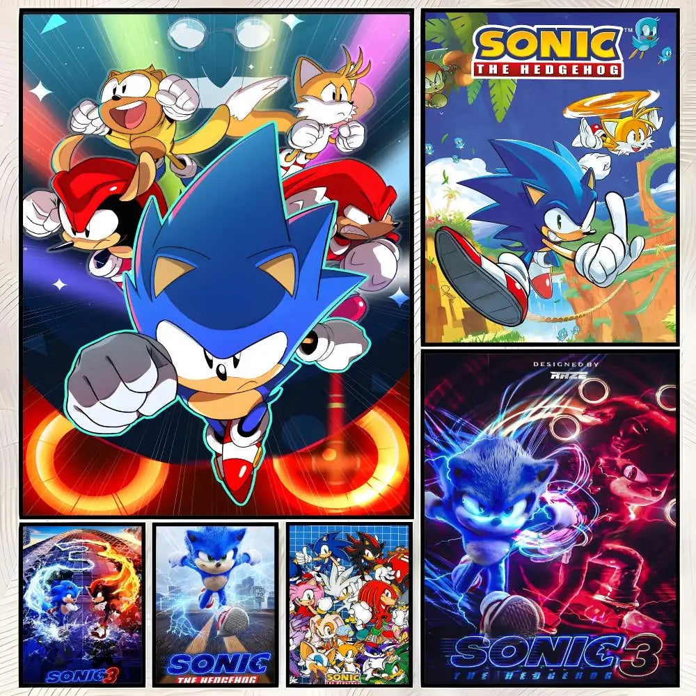 Sonic Character Self-Stick HD Wall Poster – Waterproof Room Decor