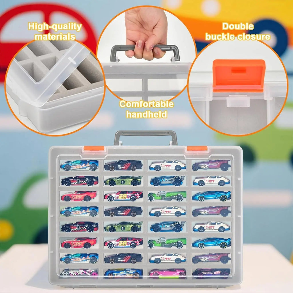1/64 Diecast Car Display Case | 32 Foam Slots, Wall-Mount