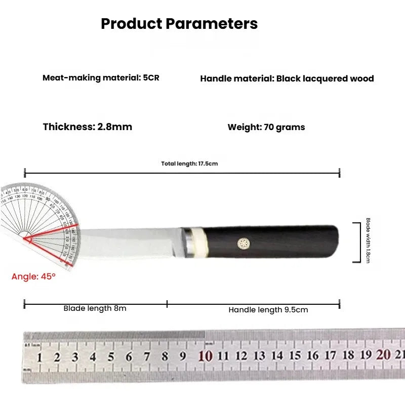 Professional Kitchen Knife – Stainless Steel, Wood Handle & Sheath