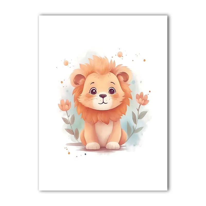 Nordic Lion Canvas Wall Art for Nursery & Kids Room | TAAWAA