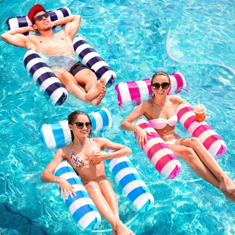 Inflatable Pool Float Mat Foldable Striped Water Hammock Single