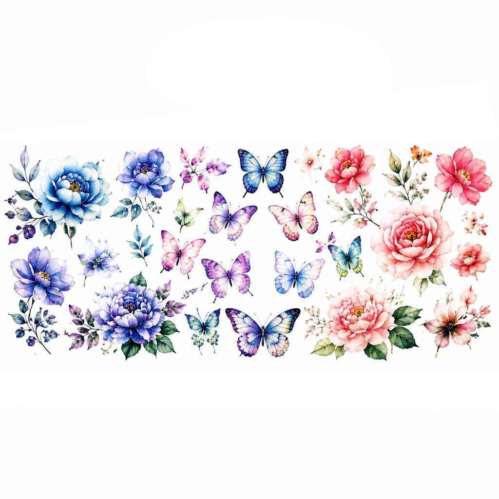 Watercolor Butterfly Floral UV DTF Sticker | Tumbler Cup Wrap Decal