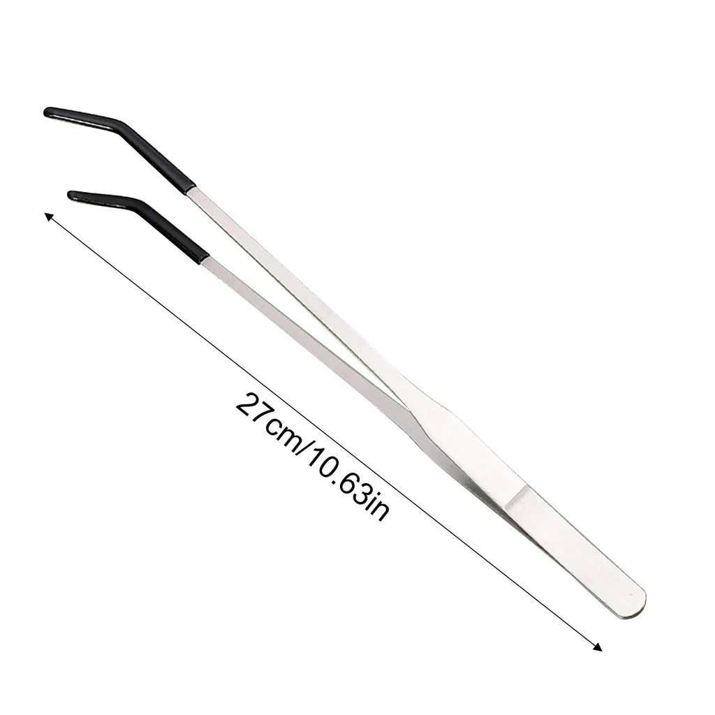 Stainless Steel Reptile Feeding Tongs – 10.6" Straight & Curved