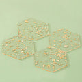 4-Piece Golden Foil Acrylic Coaster Set – Heat Resistant Pads