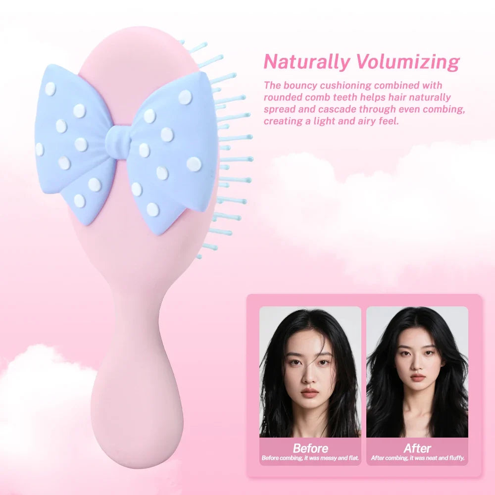 Mini Polka Dot Bow Air Cushion Hair Brush – Detangling Comb