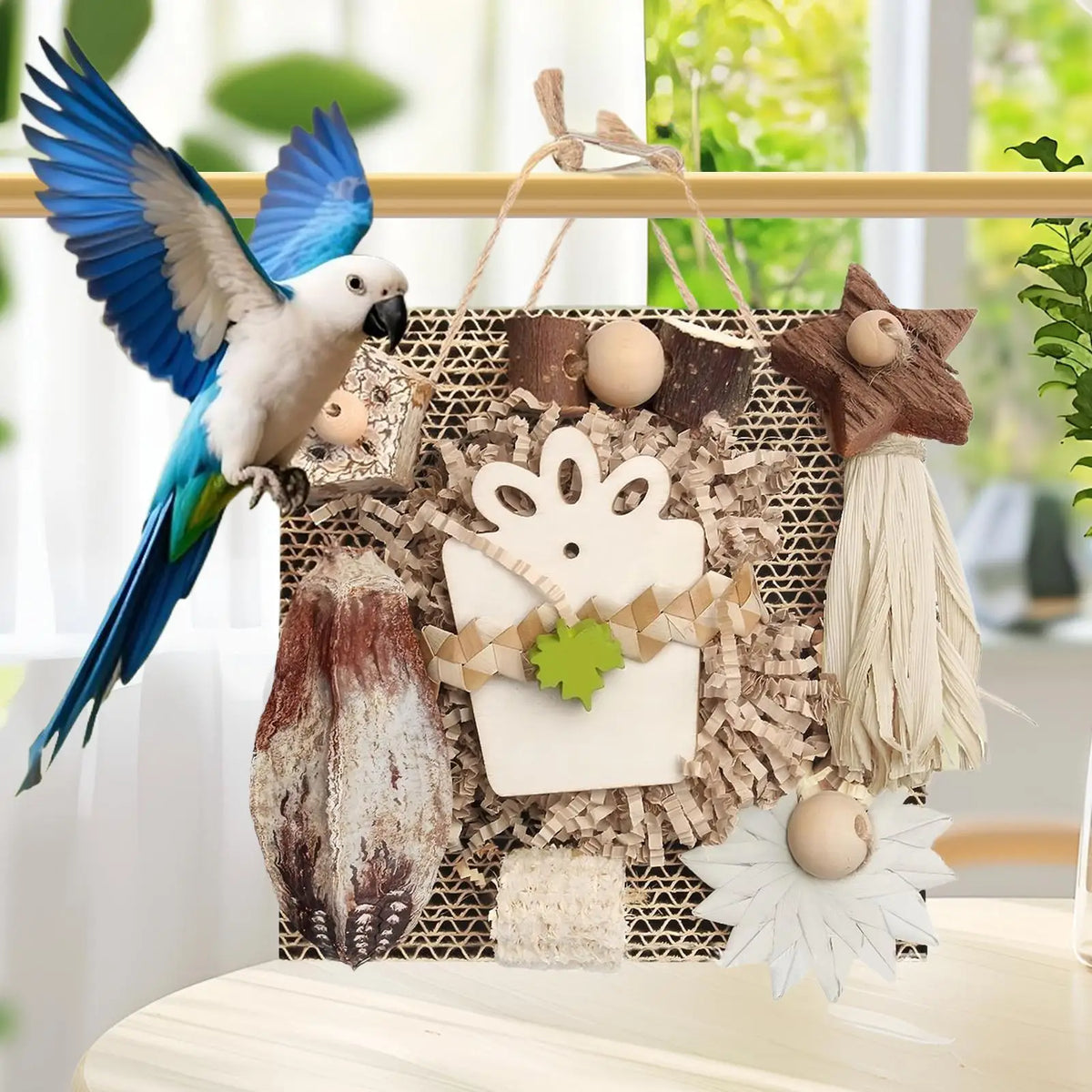 Wooden Bird Foraging Toy for Conures & Cockatiels | Chew Toy