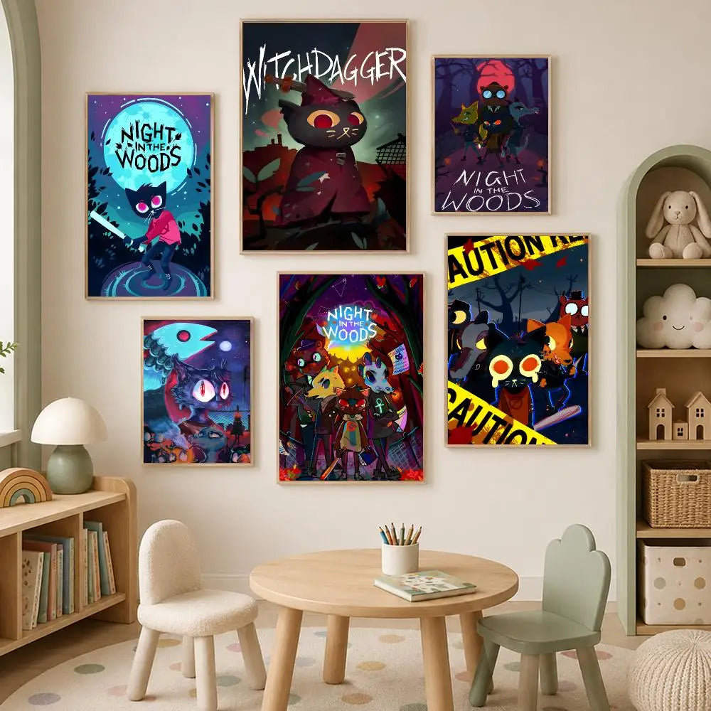 Game Night in the Wood Self-Stick HD Wall Art Poster