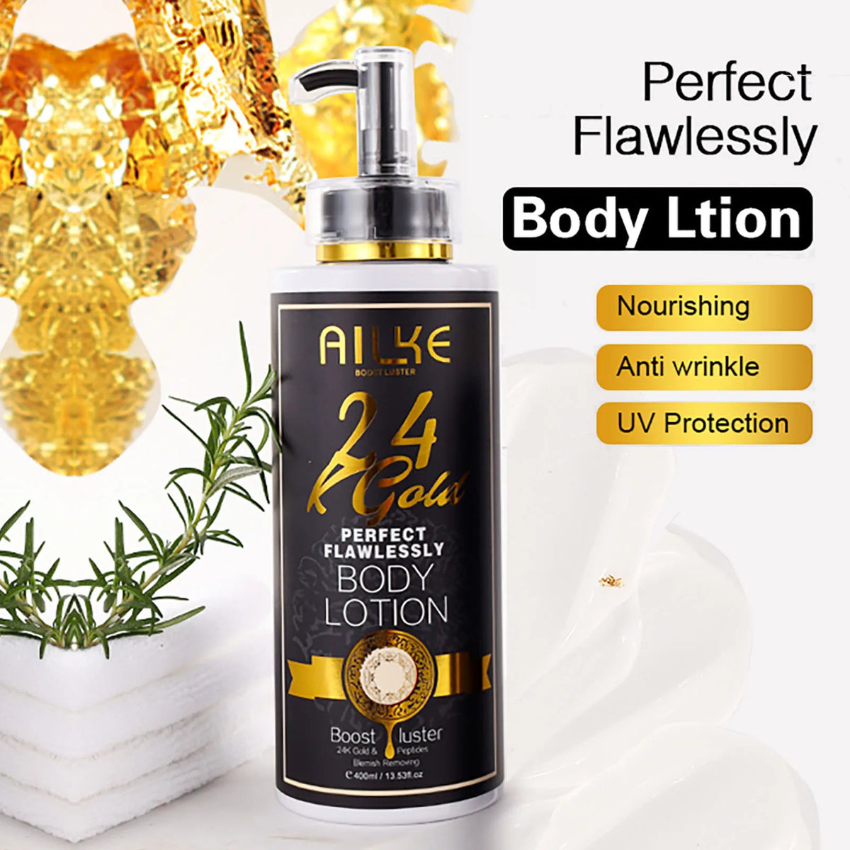 AILKE 24K Gold Body Lotion | Brightening, Niacinamide & Vitamin C