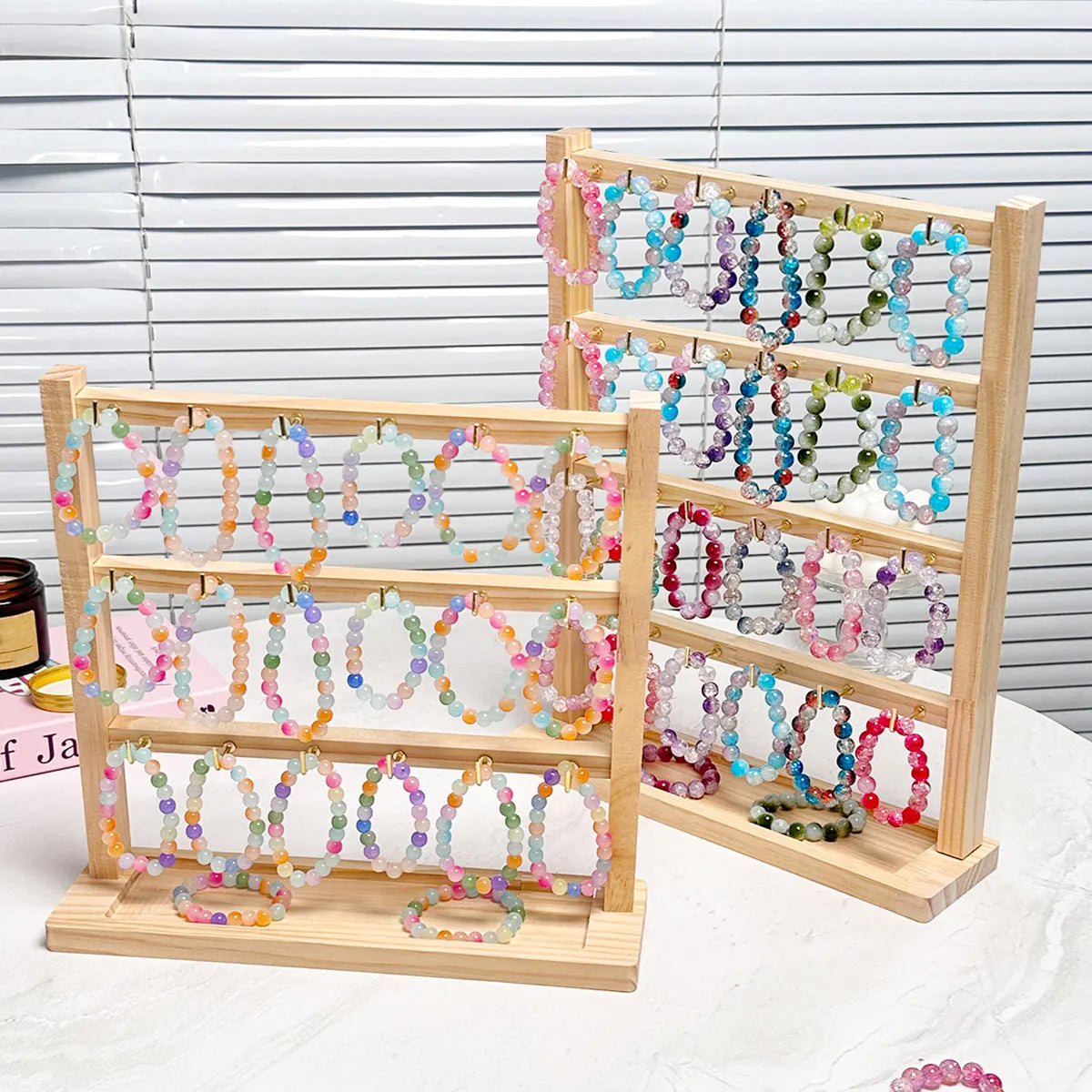 Wooden Bracelet Rack Earring Storage Store Jewelry Display Collection