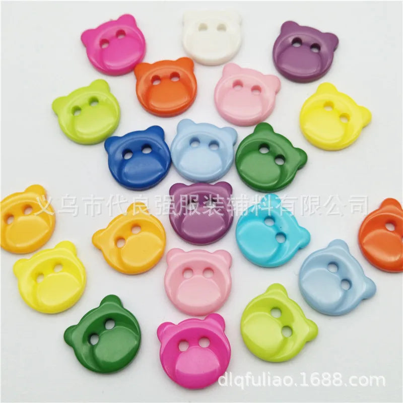 50pcs Colorful Bear Resin Buttons – Sewing, DIY & Scrapbook