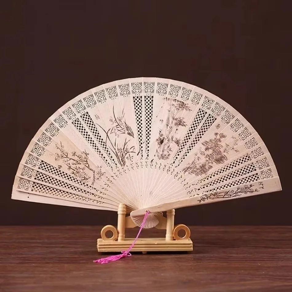 Carved Sandalwood Folding Fan – Chinese Style Gift Box
