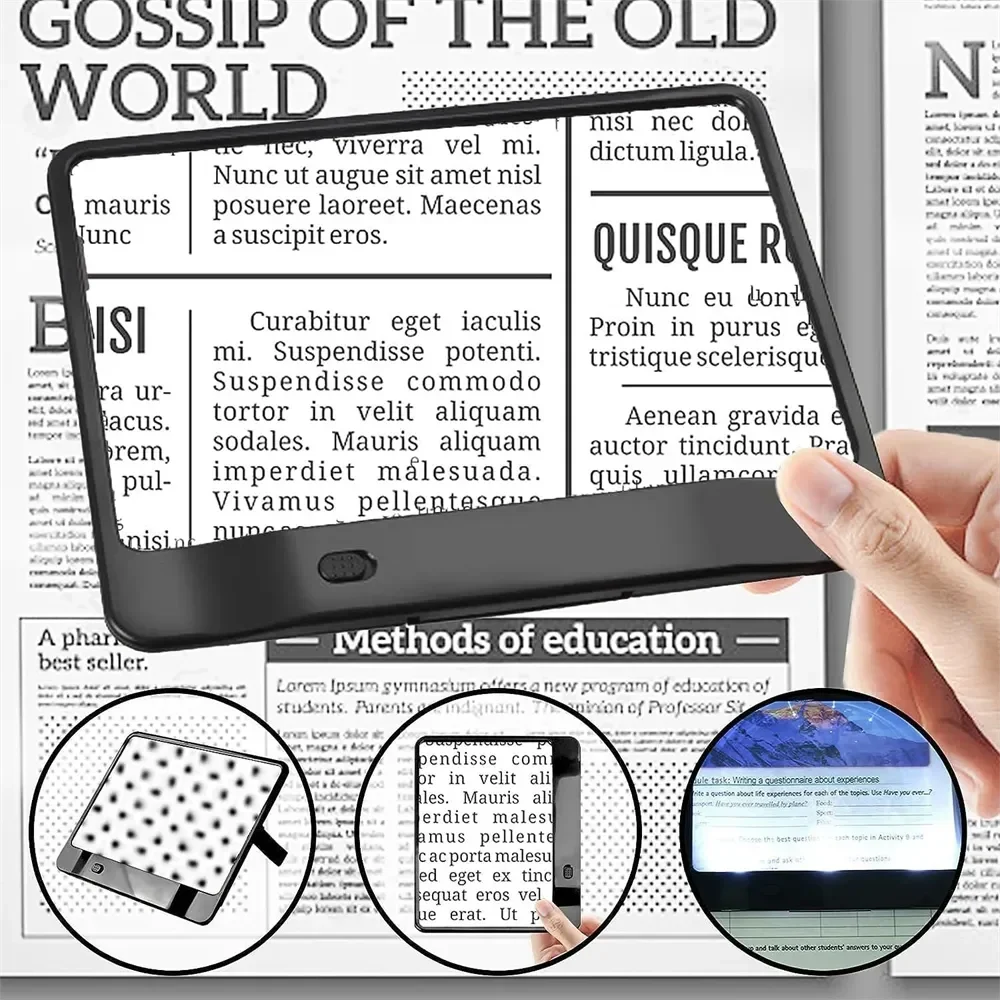 3X Full Page LED Magnifier Sheet for Reading & Crafts