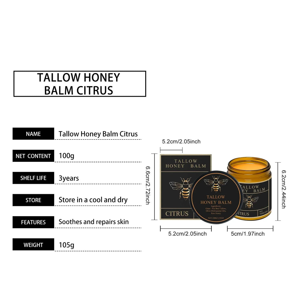 WIYUN Tallow Honey Cream – Brightening Face & Body Moisturizer