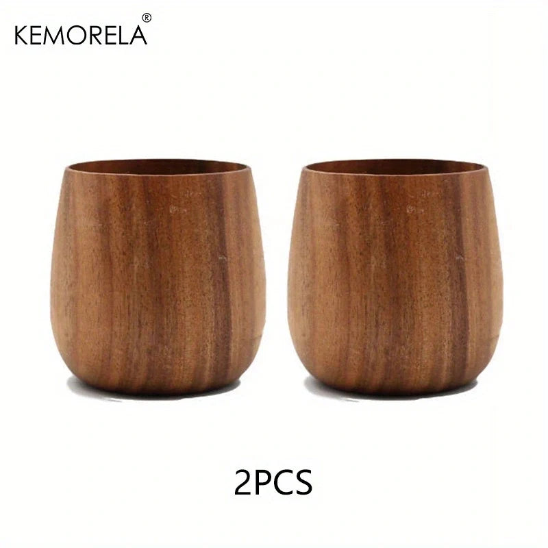 KEMORELA Japanese Wooden Tea Cups Set of 2 – 170ml