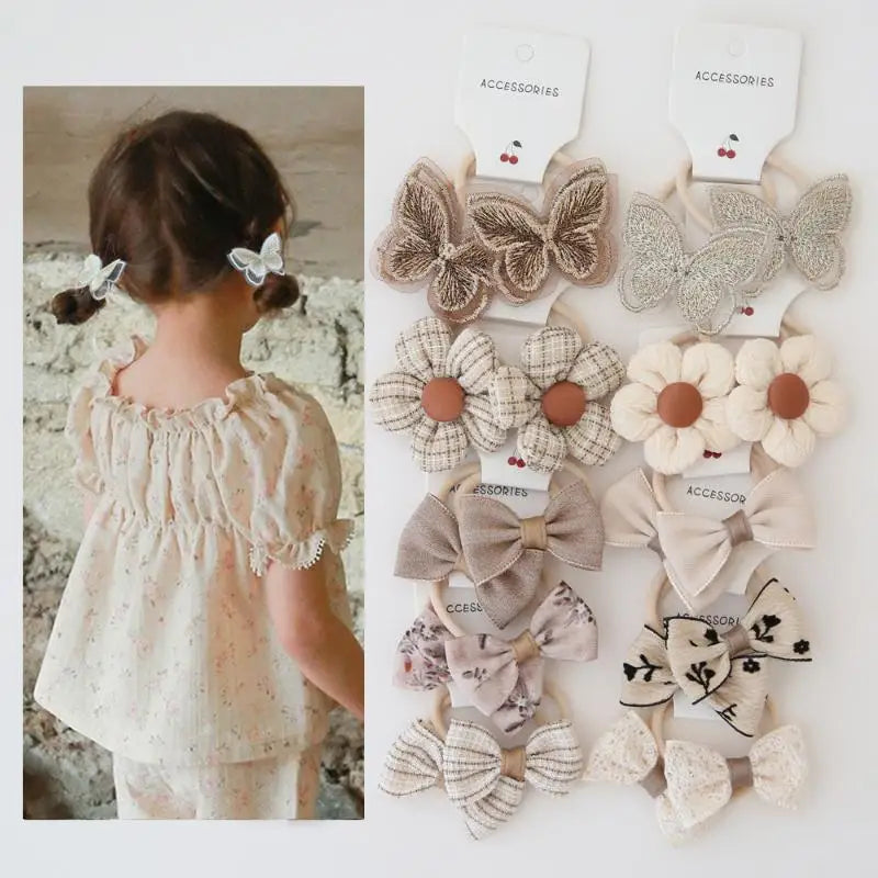 10-Pack Elastic Flower Hair Bands – Handmade Floral Hairbands