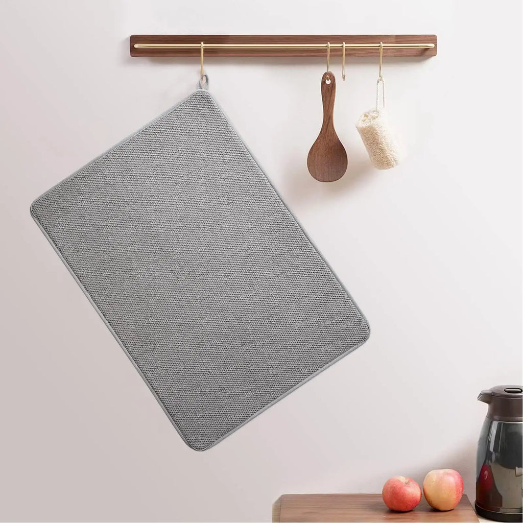 Large Microfiber Dish Drying Mat – Non-Slip Kitchen Counter Pad