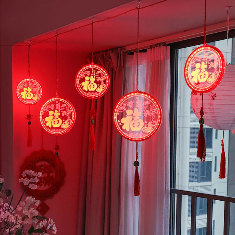Year Decorative Lights Festive Fu Characters Spring Festival Hanging