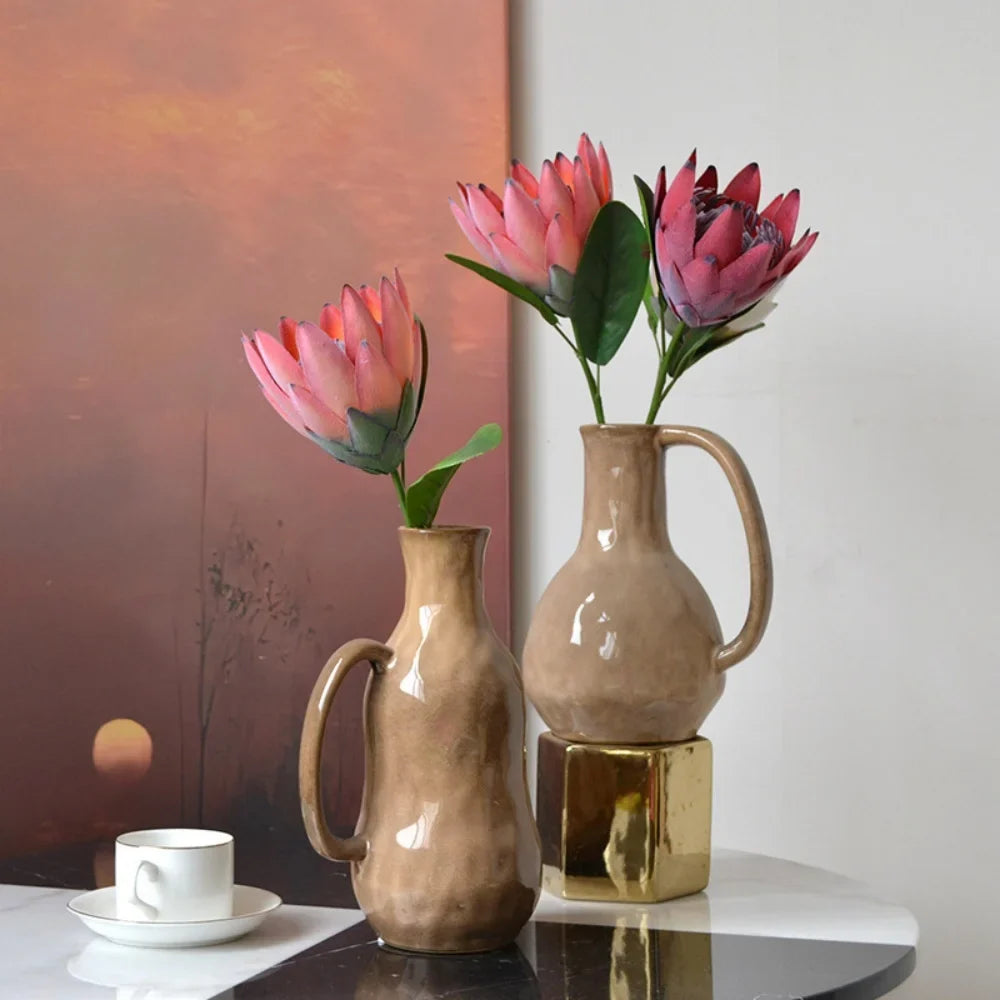 Europe Beautiful Artificial Flowers Fake King Protea Home Table