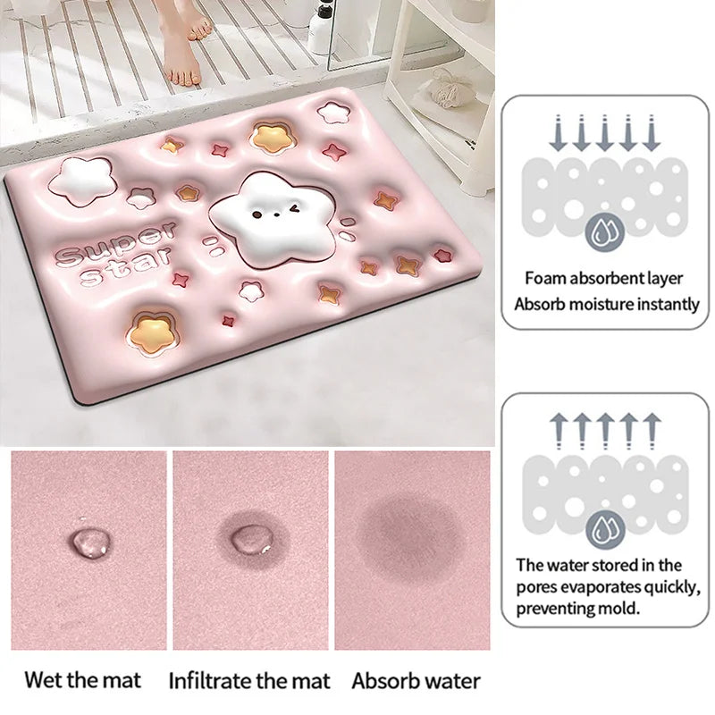 3D Visual Bath Mat Non-slip Absorption Water Rug Bathroom Creative