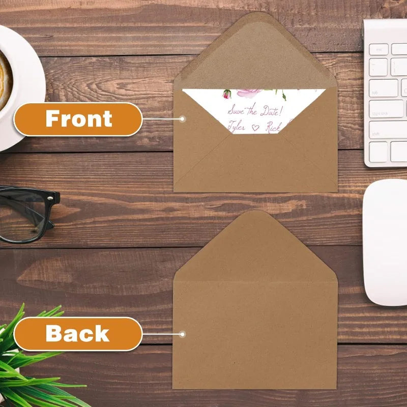 100 Brown Kraft Mini Window Envelopes – Gift & Invitation