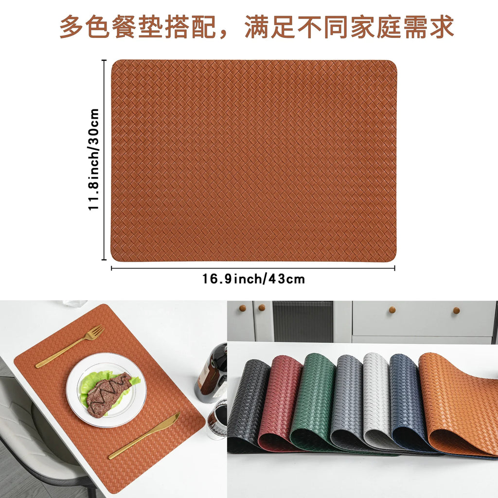 Nordic-style Double-sided Woven Leather Placemats Table Heat