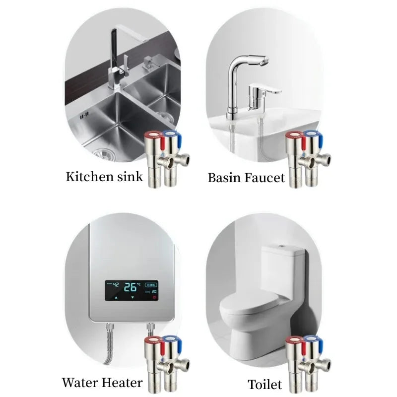 G1/2 Stainless Steel Angle Valve – Hot & Cold Water Inlet
