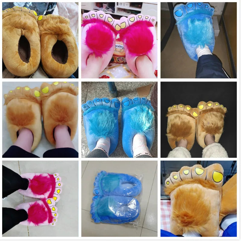 Lorilury Fuzzy Animal Slippers – Novelty Paw & Bigfoot Slides