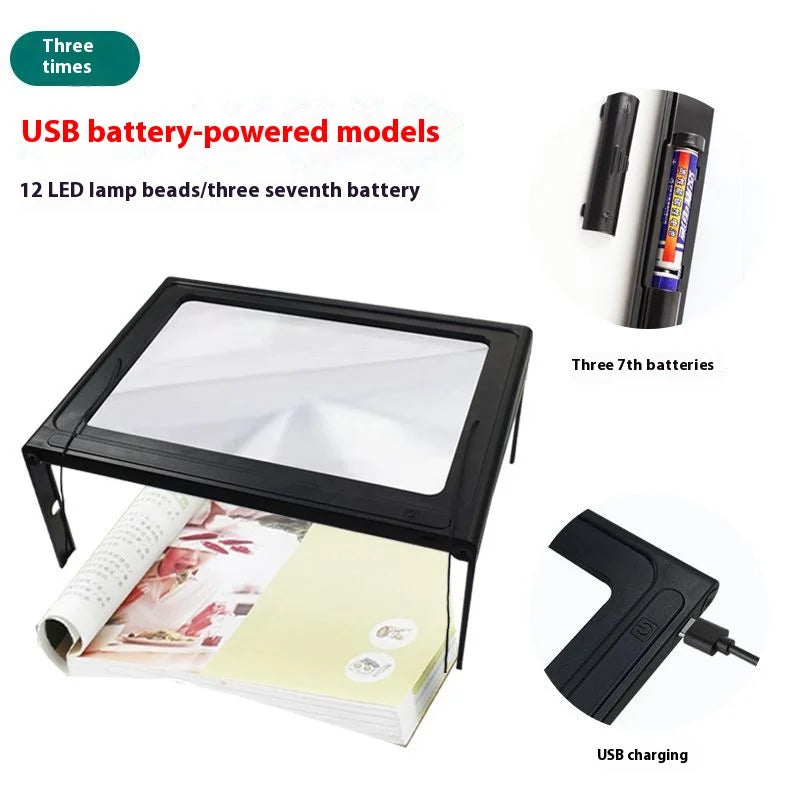 Hands-Free LED Magnifying Glass – Desktop & Neck Mount, 3X