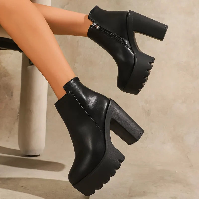 UXST Women's Platform Ankle Boots – Super High Square Heel
