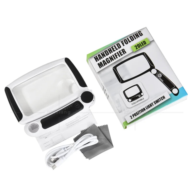 Rechargeable Magnifying Glass 5X 20X – 20 LED Loupe Magnifier