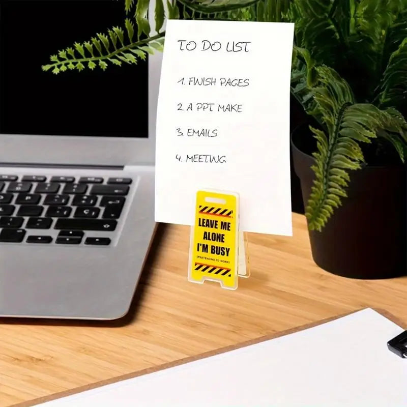 Note Holder Desk Warning Sign Shaped Desktop Message Clip Funny