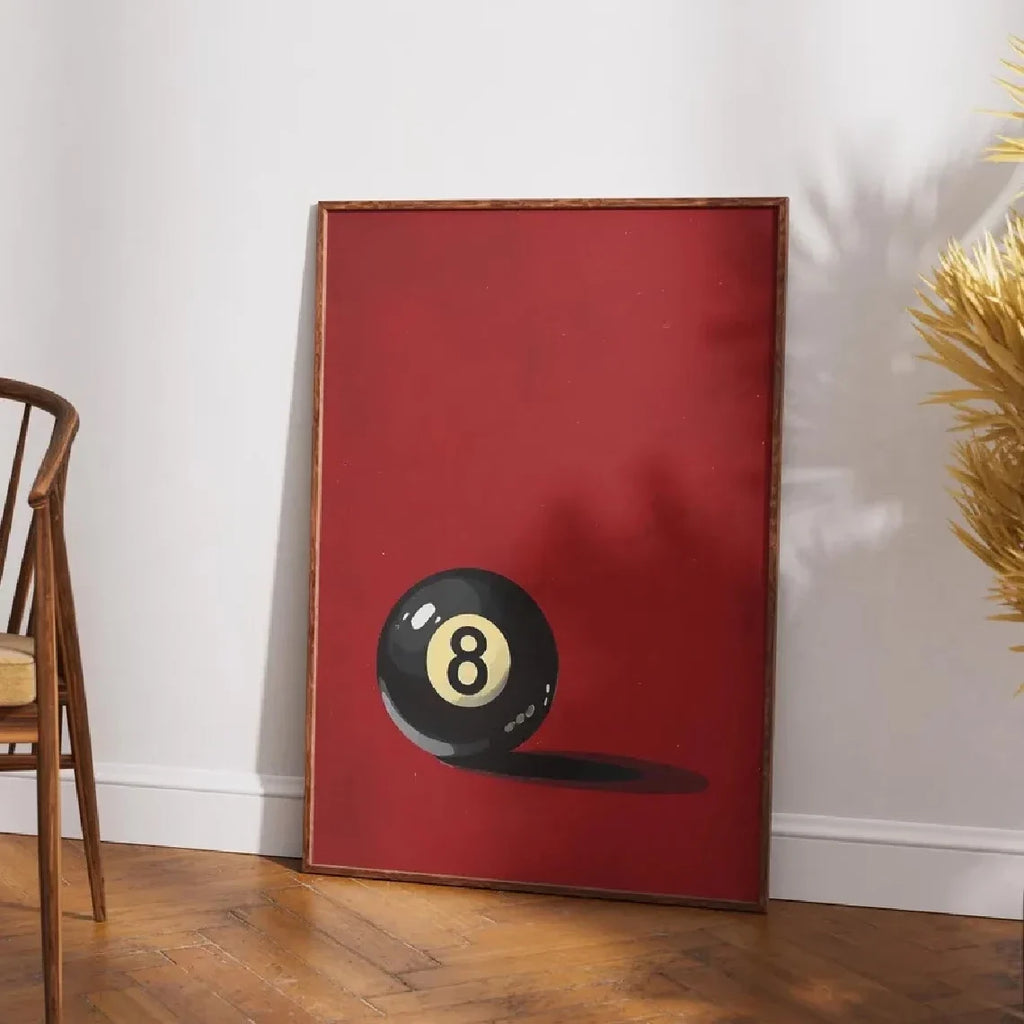 Retro Lucky 8 Ball Canvas Wall Art Print | Home Decor
