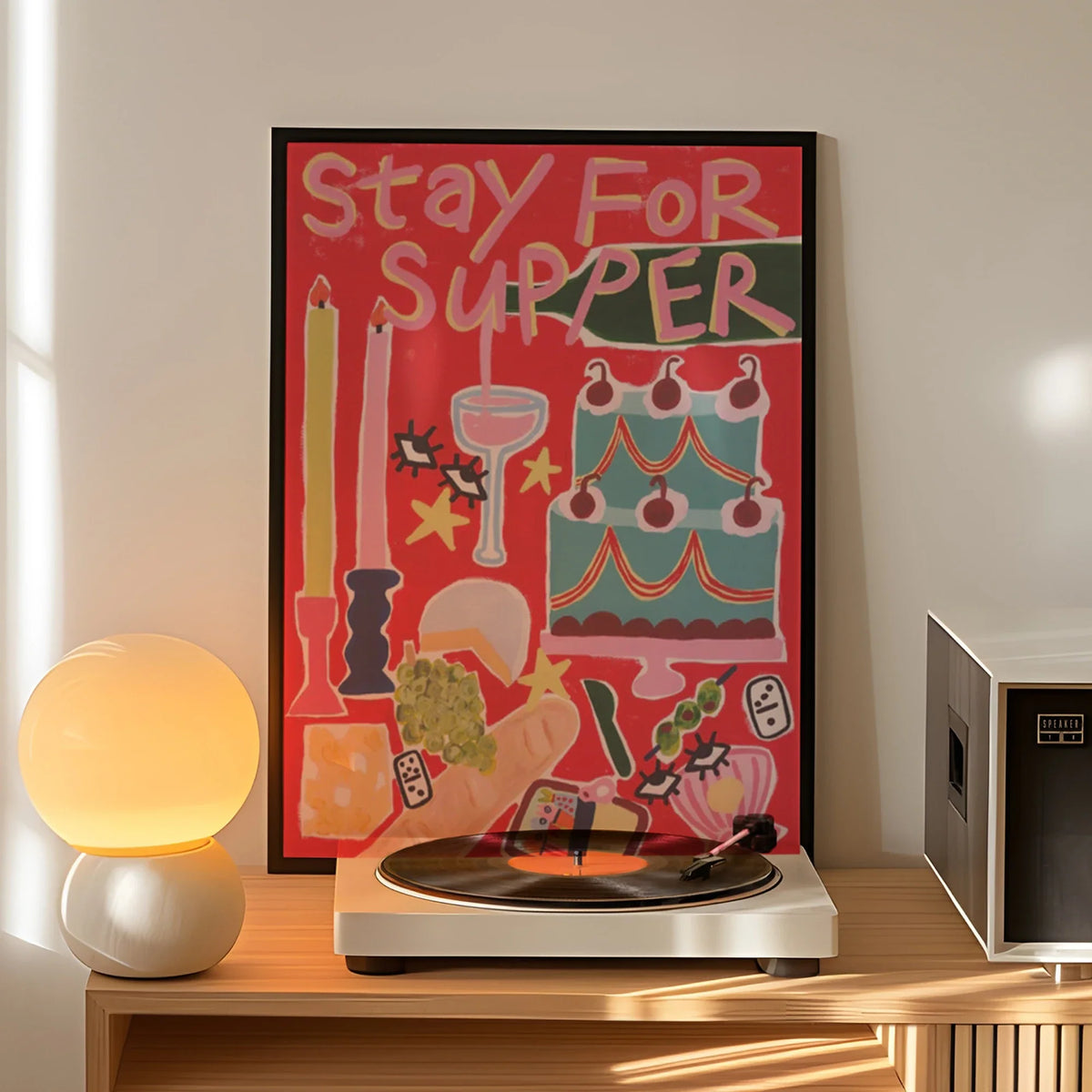 "Stay For Supper" Quote Canvas Wall Art Print | Home Decor