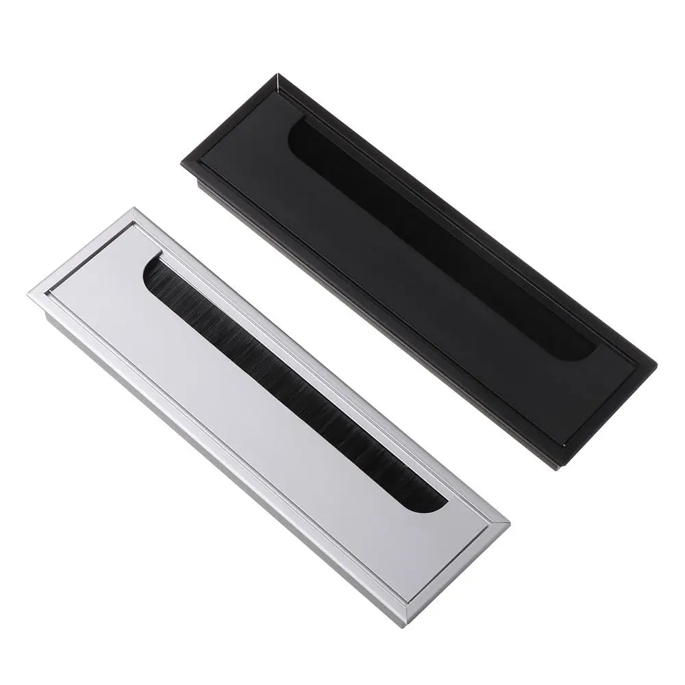 Aluminum Alloy Grommet Hole Cover Outlet Port Black Brush Rectangle