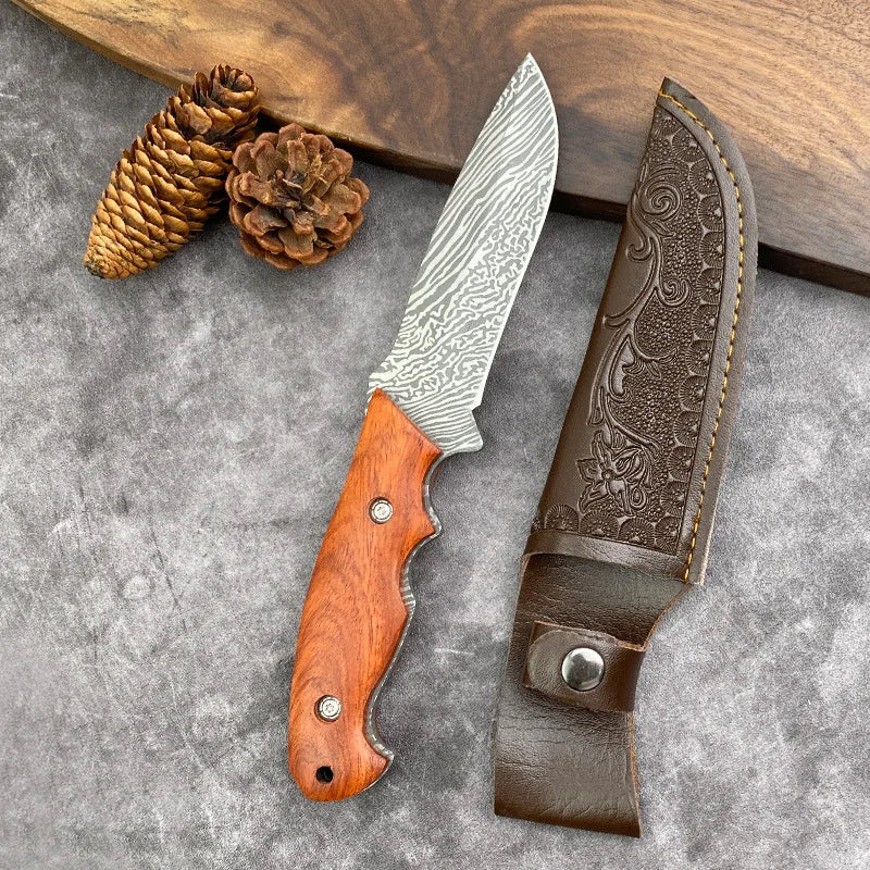 Hand Forged Butcher Knife with Sheath – 10.5" Stainless Steel
