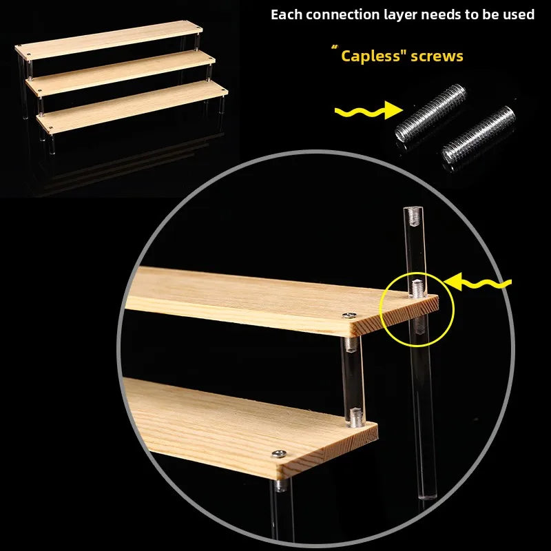 Wooden Multi-Layer Step Display Stand for Figures & Blind Box