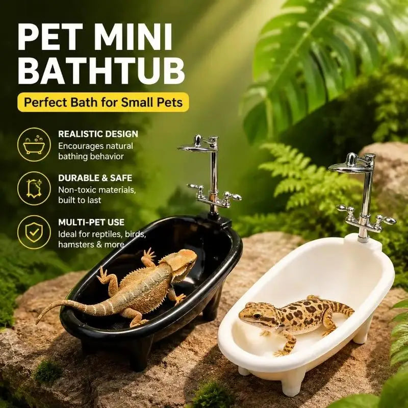 Mini Reptile Bathtub with Faucet | Gecko & Bearded Dragon Bowl