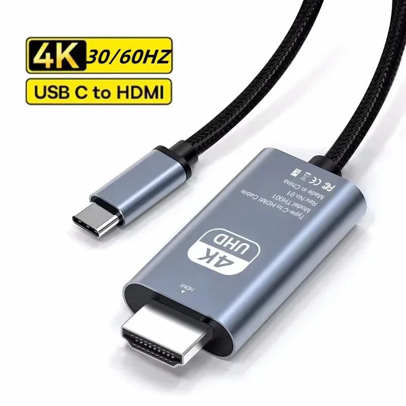 2M USB-C to HDMI Cable 4K Braided | MacBook, Laptop & TV
