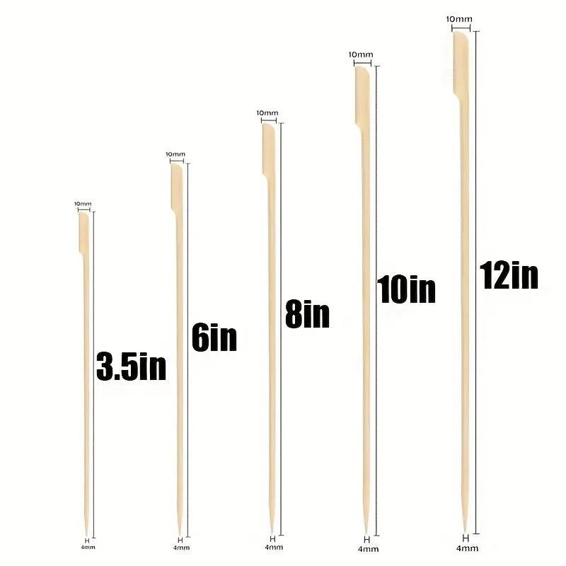 100 Bamboo Skewers – Paddle Picks for BBQ, Cocktails & Appetizers