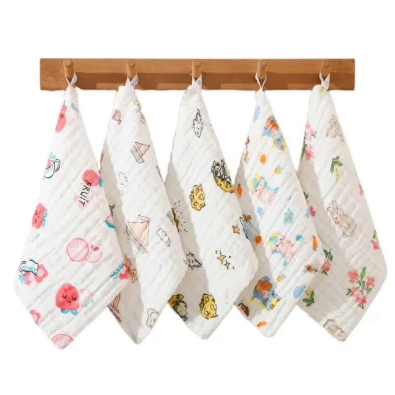 Baby Gauze Face Towels | 6-Layer Soft Saliva Wipes 5-Pack