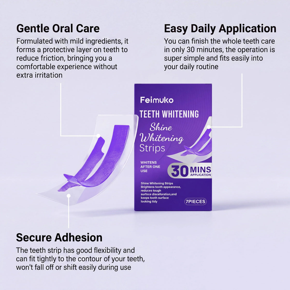 Purple Teeth Whitening Strips – 30-Min Brightening Oral Care