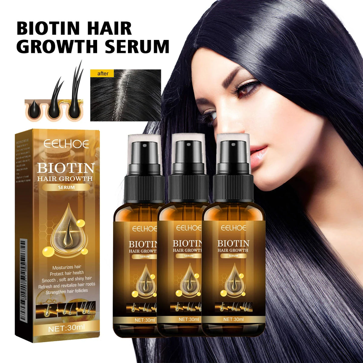 Biotin Hair Care Spray Nourish Scalp Follicle Reduce Loss Stabiliz