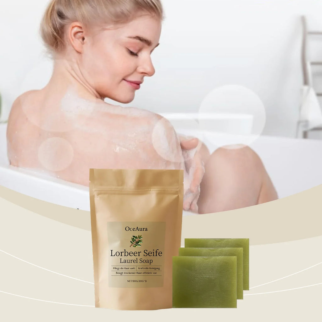 OceAura Laurel Oil Cleansing Soap – Brightening Body Bar 3-Pack